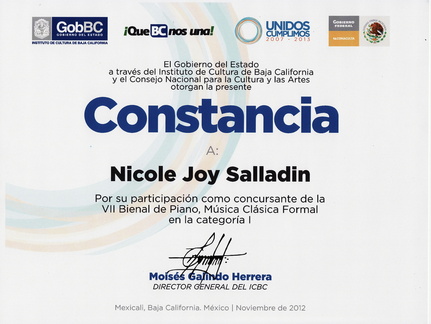Nicole Salladin Certificate